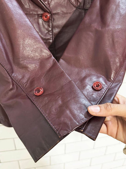 vintage 80s etienne aigner brooch pocket leather blazer jacket - good market thrift store