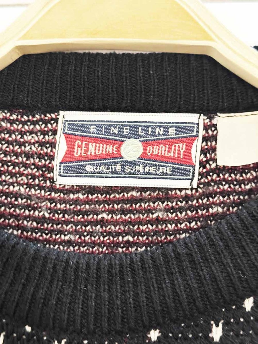 vintage 80s fine line reindeer fair isle knit sweater | genuine quality - good market thrift store