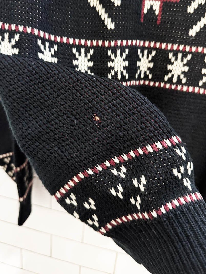 vintage 80s fine line reindeer fair isle knit sweater | genuine quality - good market thrift store
