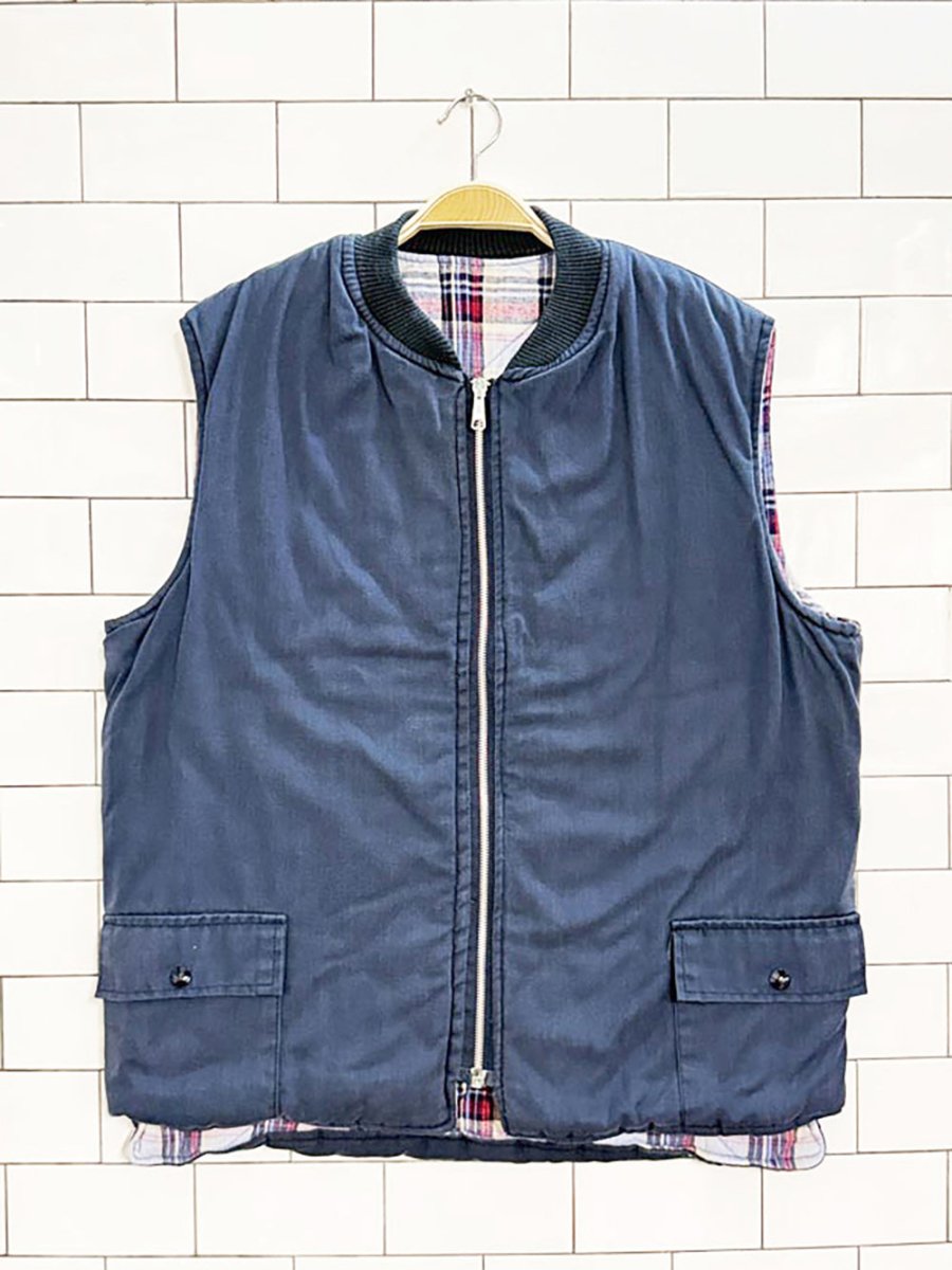 vintage 80s flannel - lined full zip utility vest | made in Canada - good market thrift store