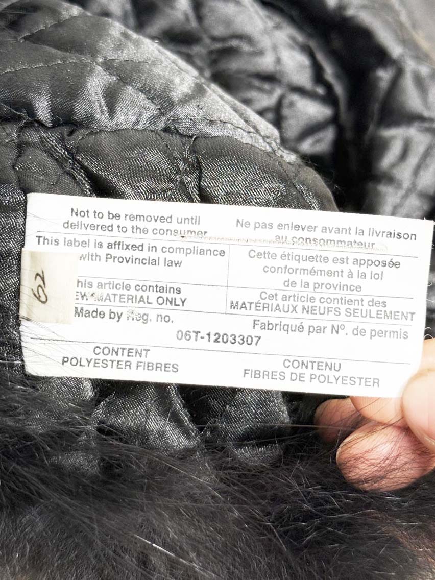 vintage 80s fox fur + faux leather visor hat - good market thrift store