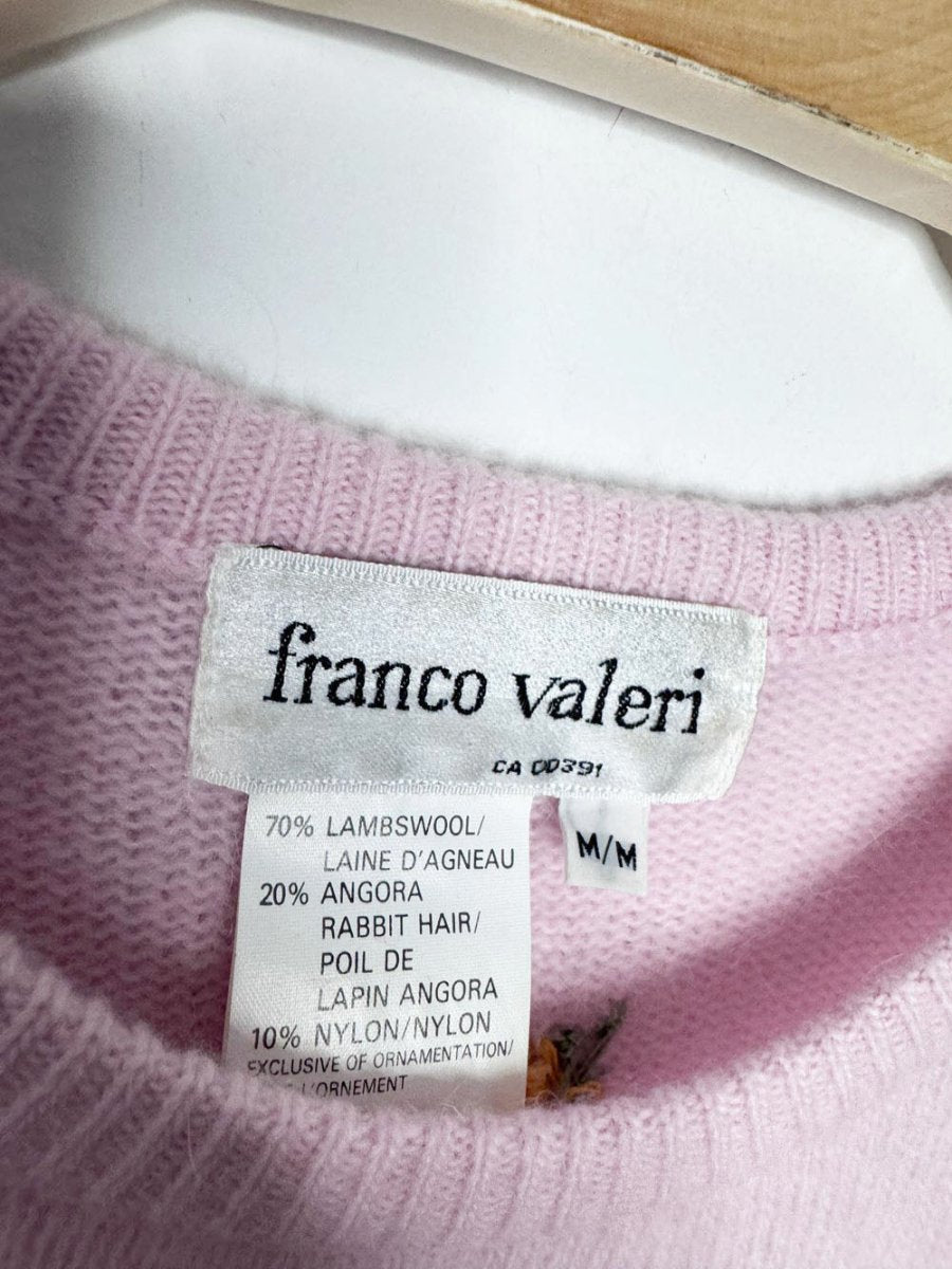 vintage 80s franco valeri lambswool-angora rosettes knit sweater - good market thrift store