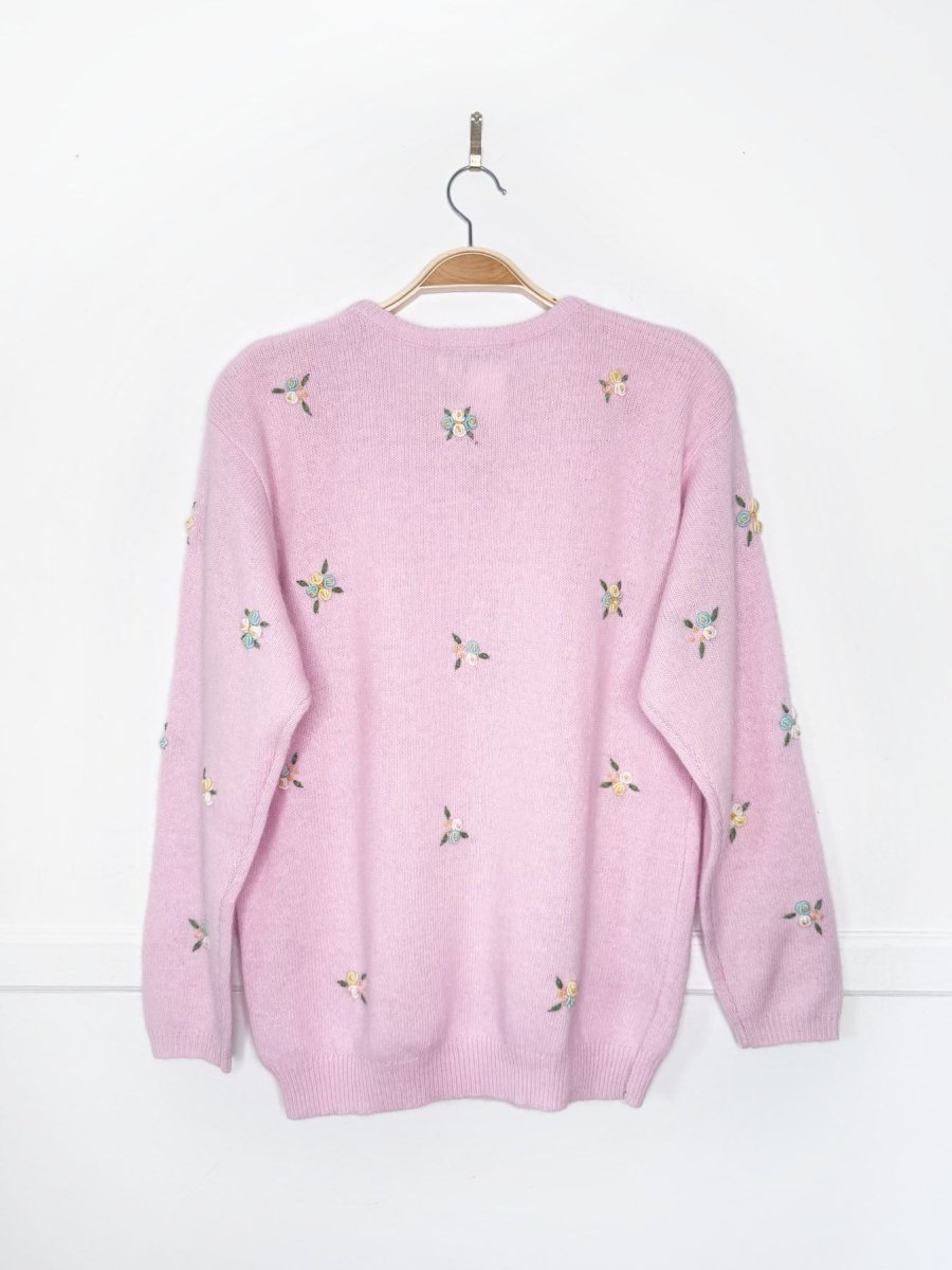 vintage 80s franco valeri lambswool-angora rosettes knit sweater - good market thrift store
