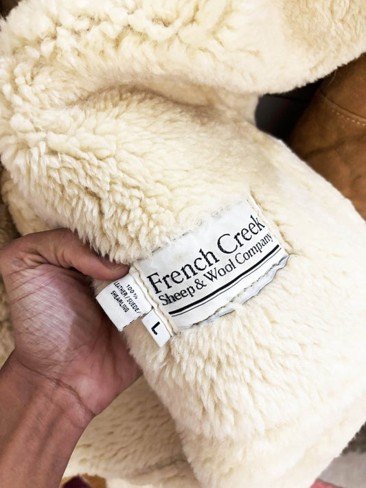 vintage 80s french creek shearling hooded long parka - good market thrift store