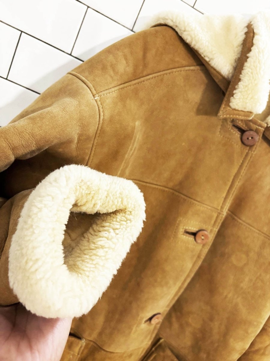 vintage 80s french creek shearling hooded long parka - good market thrift store