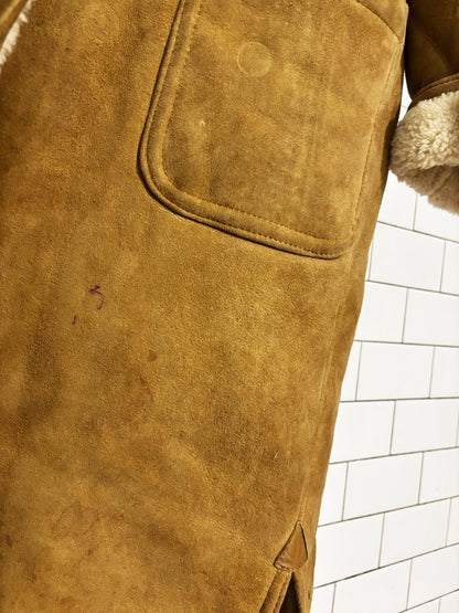 vintage 80s french creek shearling hooded long parka - good market thrift store