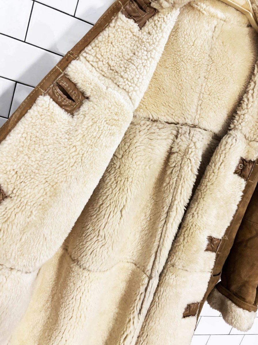 vintage 80s french creek shearling hooded long parka - good market thrift store