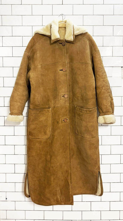 vintage 80s french creek shearling hooded long parka - good market thrift store