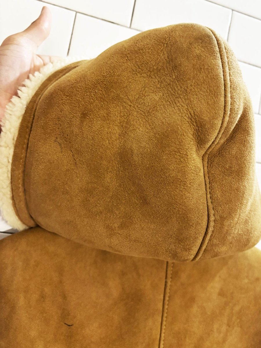 vintage 80s french creek shearling hooded long parka - good market thrift store