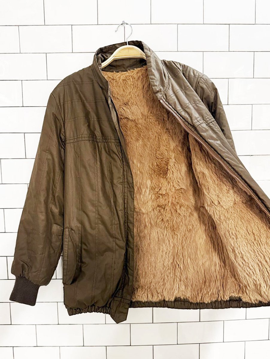 vintage 80s fur lined bomber liner jacket - good market thrift store