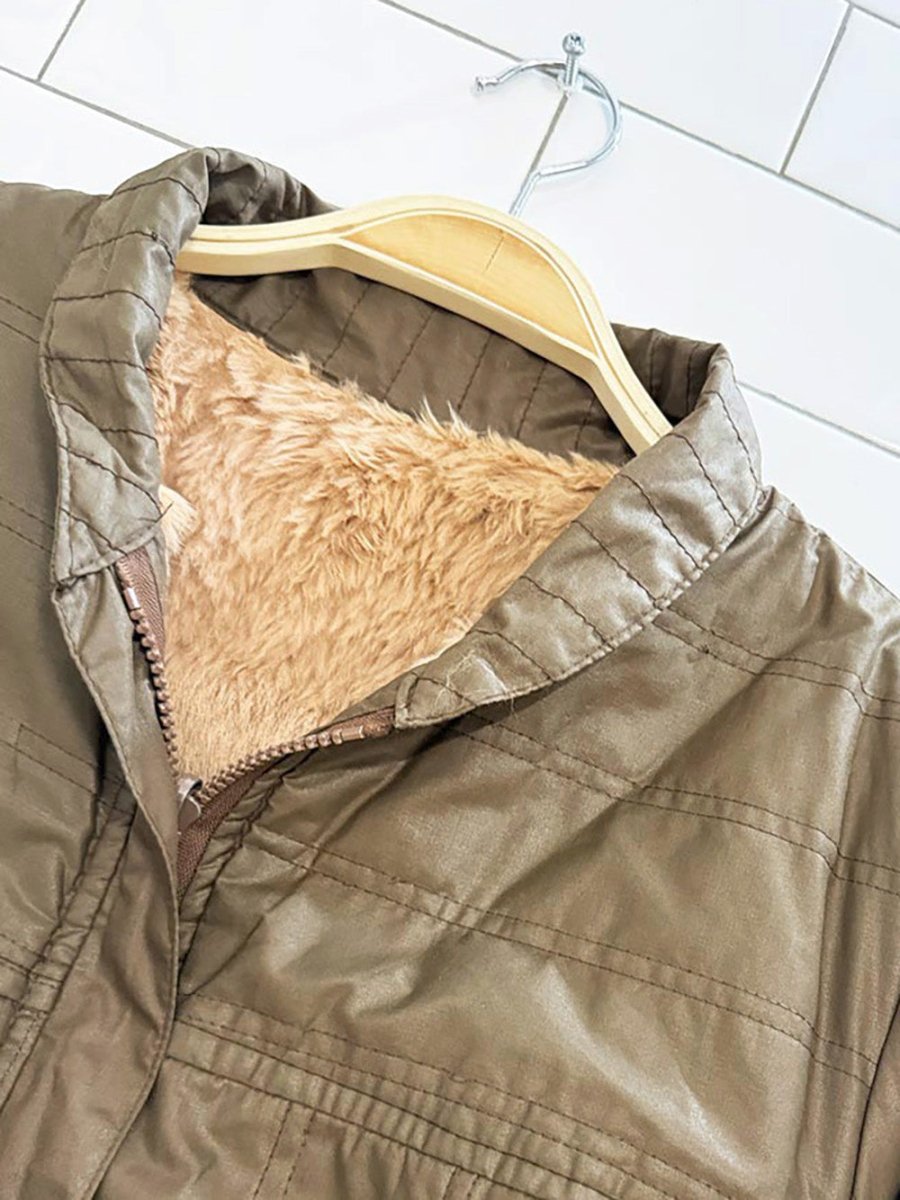 vintage 80s fur lined bomber liner jacket - good market thrift store