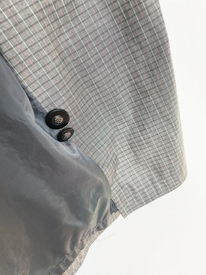 vintage 80s gallery grey plaid classic belted trench coat - good market thrift store