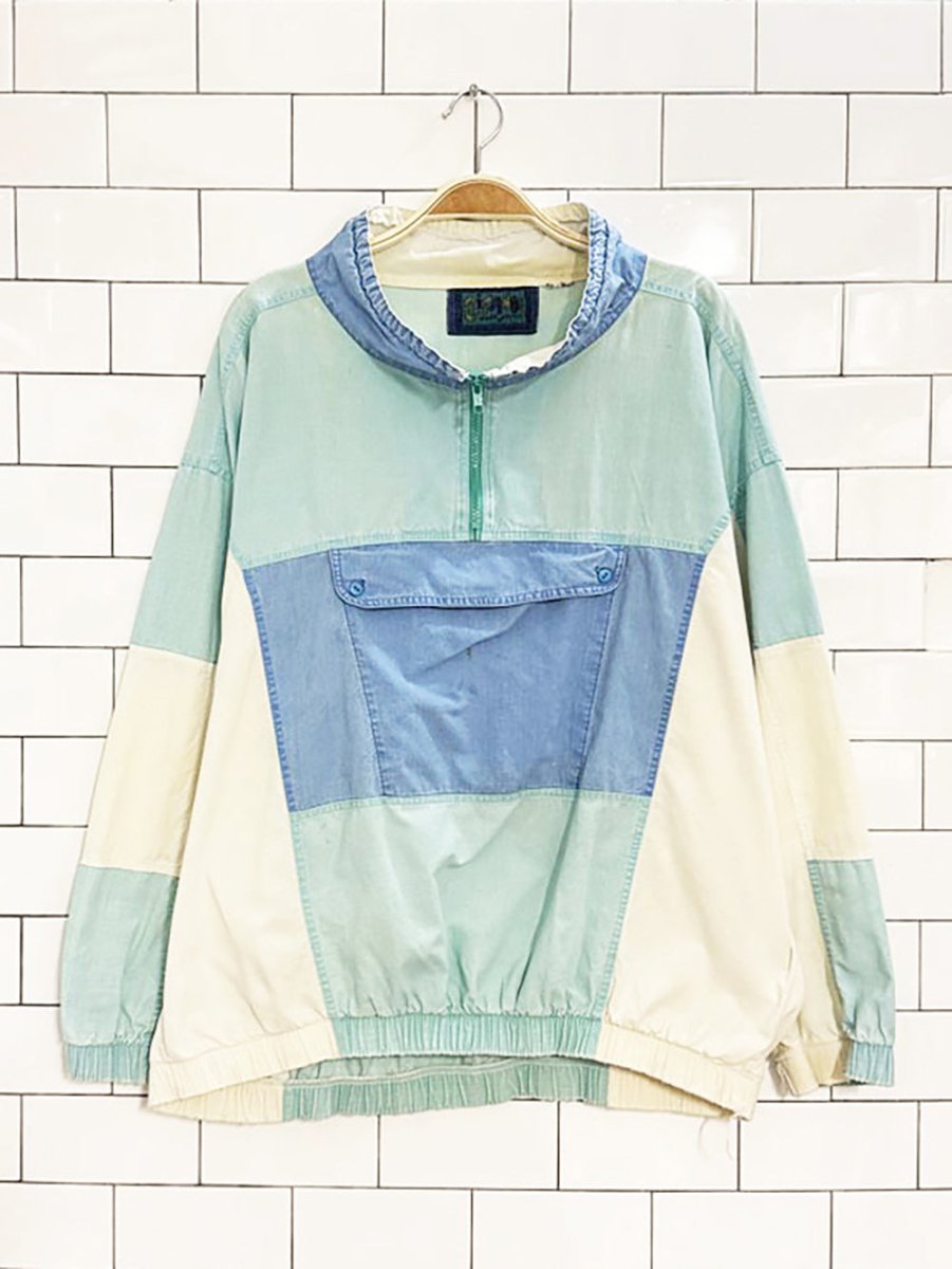 vintage 80s gitano wave rhythm 1/4 zip colour block pullover - good market thrift store