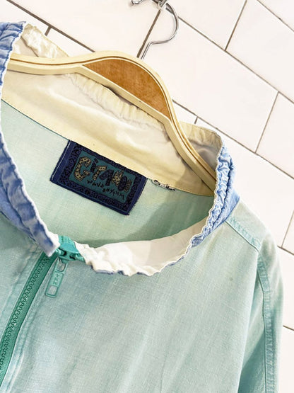 vintage 80s gitano wave rhythm 1/4 zip colour block pullover - good market thrift store