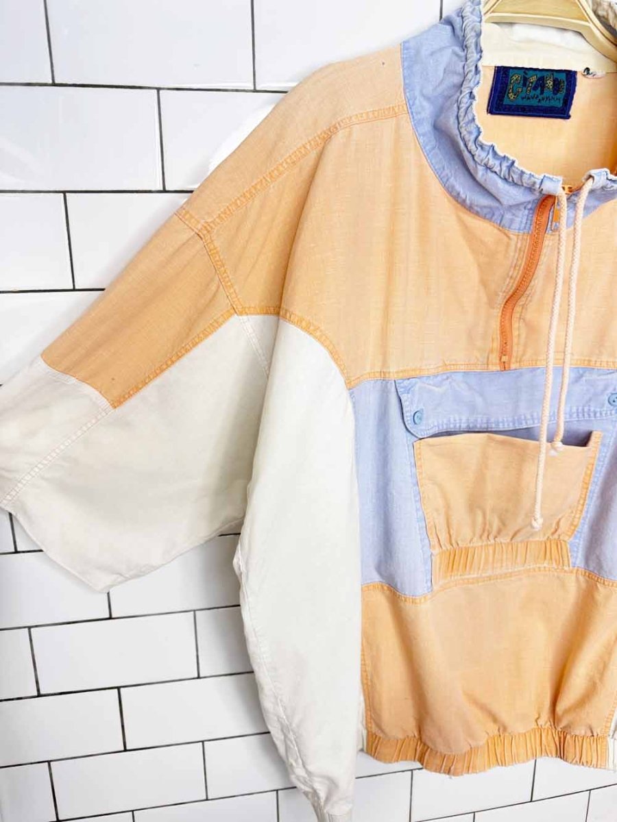 vintage 80s gitano wave rhythm 1/4 zip colour block pullover | rework - good market thrift store
