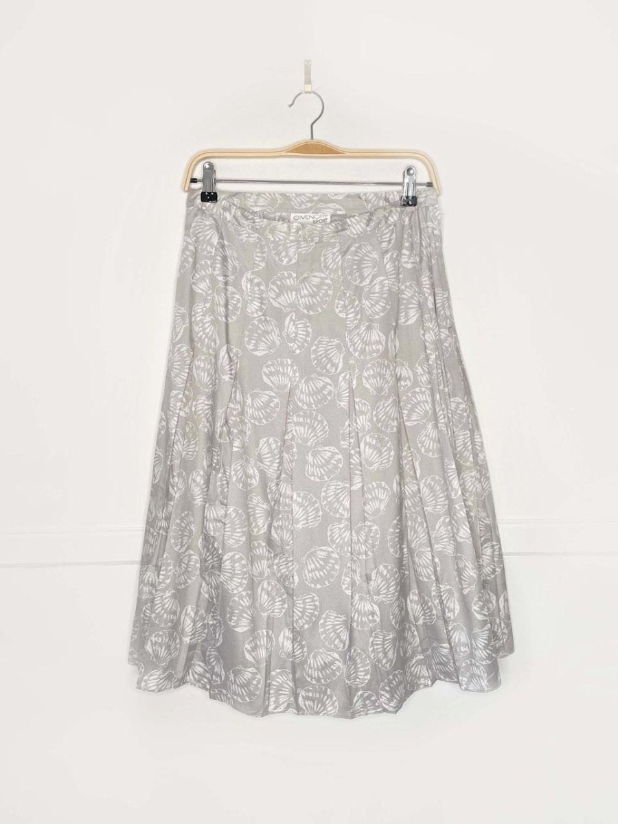 vintage 80s givenchy seashell printed pleated midi skirt - good market thrift store