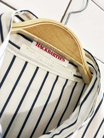 vintage 80s hackbarths high neck striped fitted shirt | made in germany - good market thrift store
