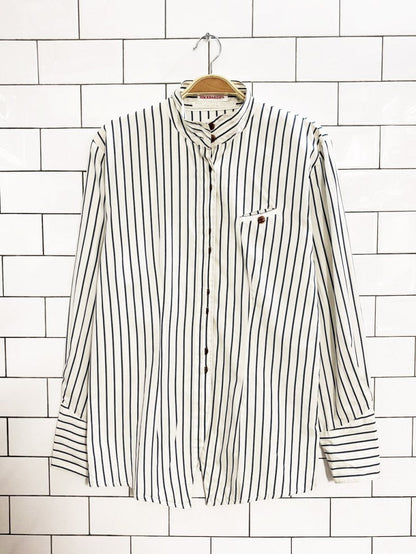 vintage 80s hackbarths high neck striped fitted shirt | made in germany - good market thrift store
