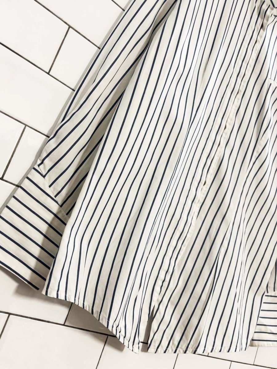 vintage 80s hackbarths high neck striped fitted shirt | made in germany - good market thrift store