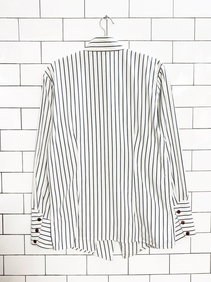 vintage 80s hackbarths high neck striped fitted shirt | made in germany - good market thrift store