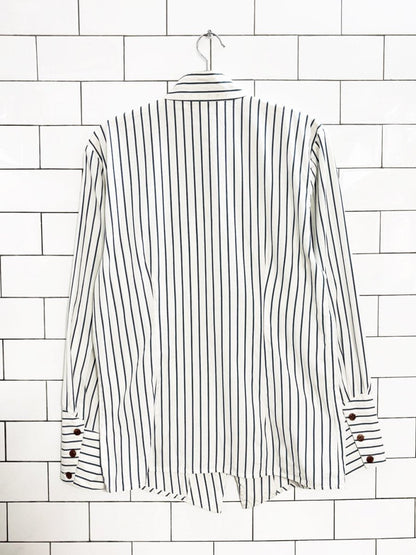 vintage 80s hackbarths high neck striped fitted shirt | made in germany - good market thrift store