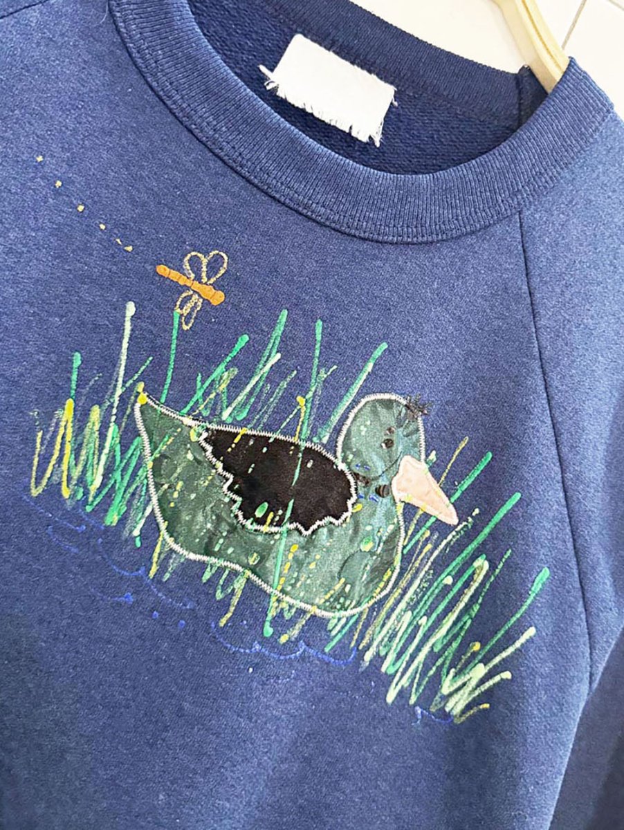 vintage 80s hand painted & sewn ducks sweatshirt - good market thrift store