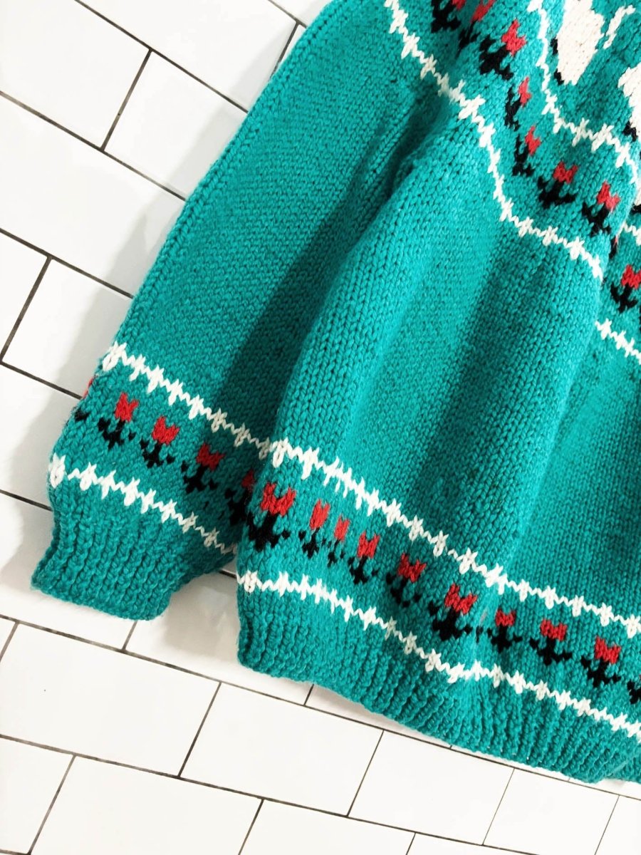 vintage 80s handmade wool - blend fair isle loose knit sweater - good market thrift store