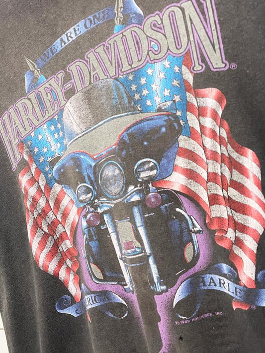 vintage 80s harley davidson single stitch faded motorcycle tee | holoubek - good market thrift store