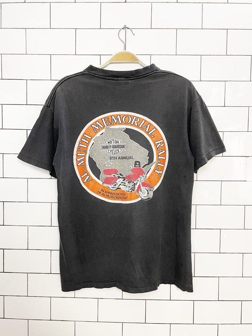 vintage 80s harley davidson single stitch faded motorcycle tee | holoubek - good market thrift store