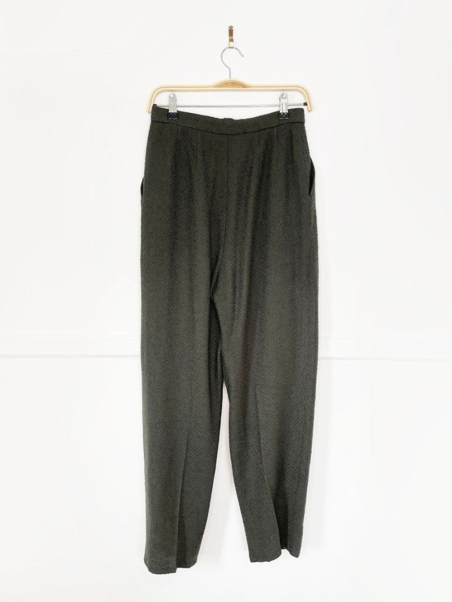 vintage 80s high rise pleated woven boucle trousers - good market thrift store