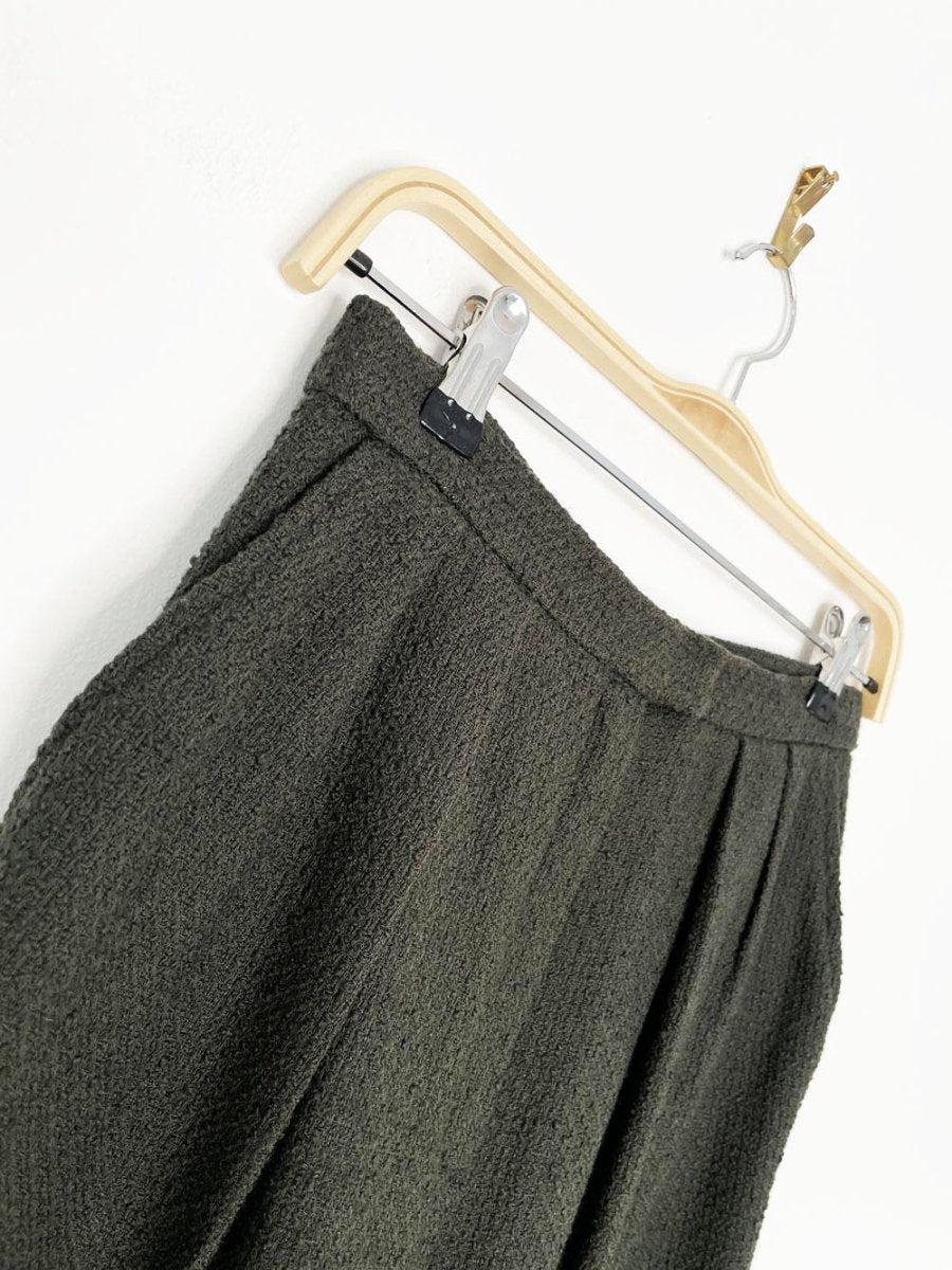 vintage 80s high rise pleated woven boucle trousers - good market thrift store