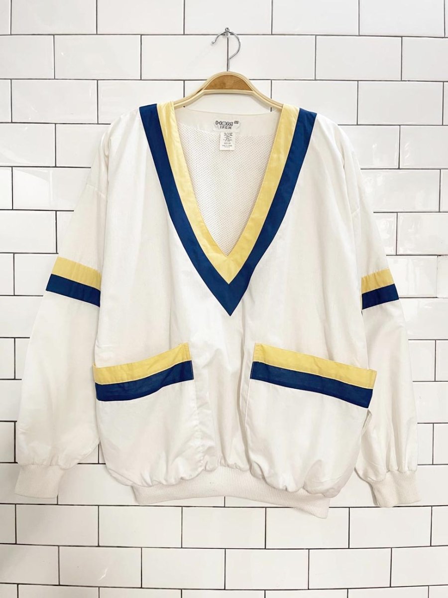 vintage 80s HOM mesh lined tennis v - neck pullover - good market thrift store