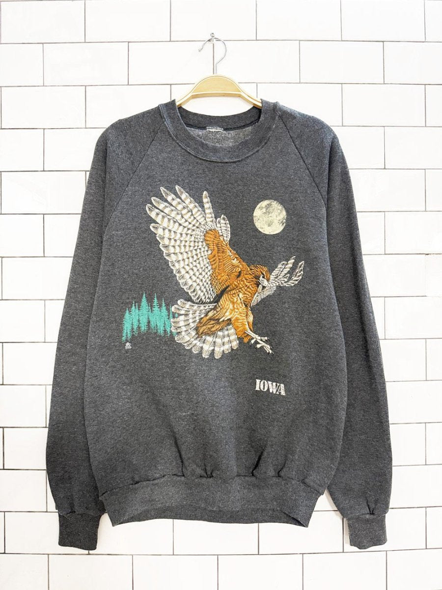vintage 80s iowa hawk graphic sweatshirt - good market thrift store