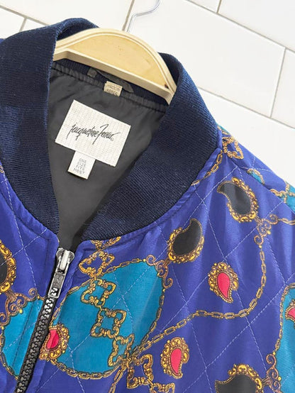 vintage 80s jacqueline ferrar chain quilted bomber jacket - good market thrift store