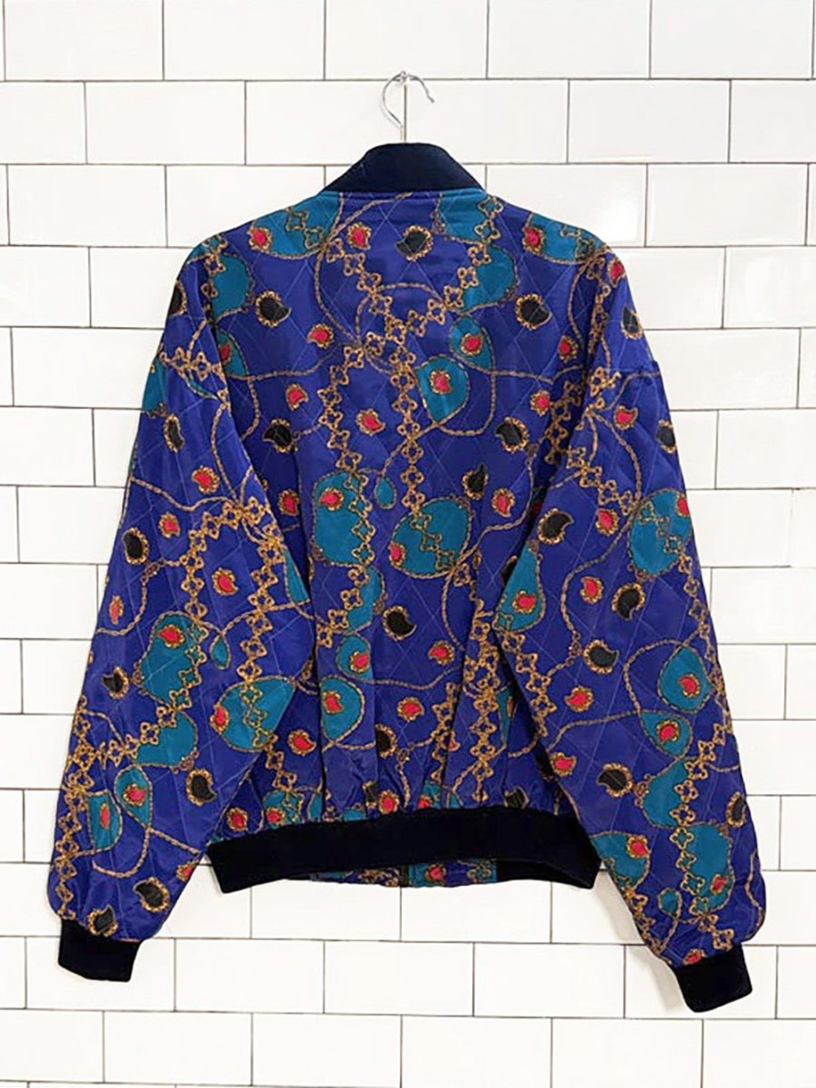 vintage 80s jacqueline ferrar chain quilted bomber jacket - good market thrift store