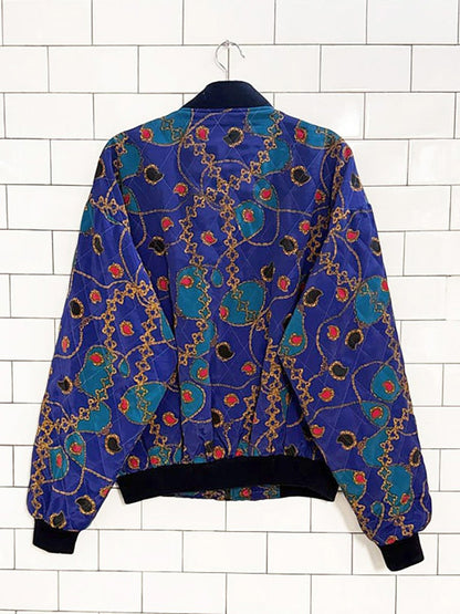 vintage 80s jacqueline ferrar chain quilted bomber jacket - good market thrift store