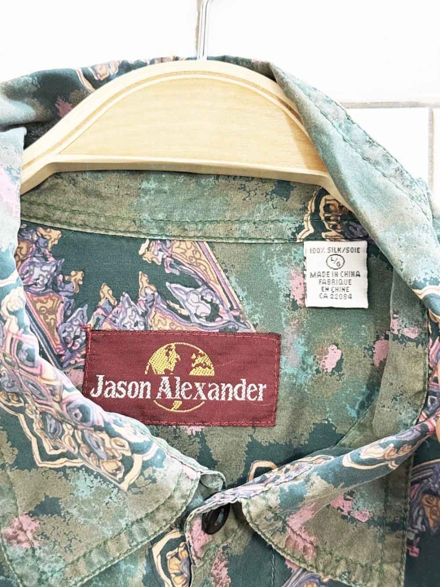 vintage 80s jason alexander 100% silk abstract shirt - good market thrift store