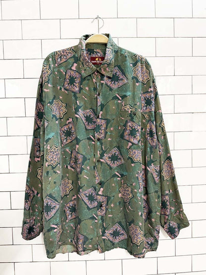 vintage 80s jason alexander 100% silk abstract shirt - good market thrift store