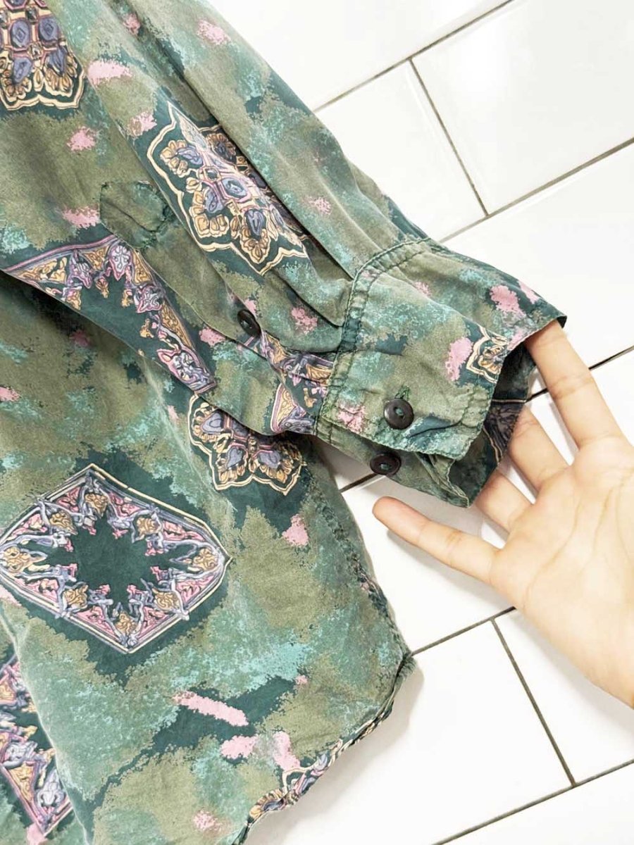 vintage 80s jason alexander 100% silk abstract shirt - good market thrift store