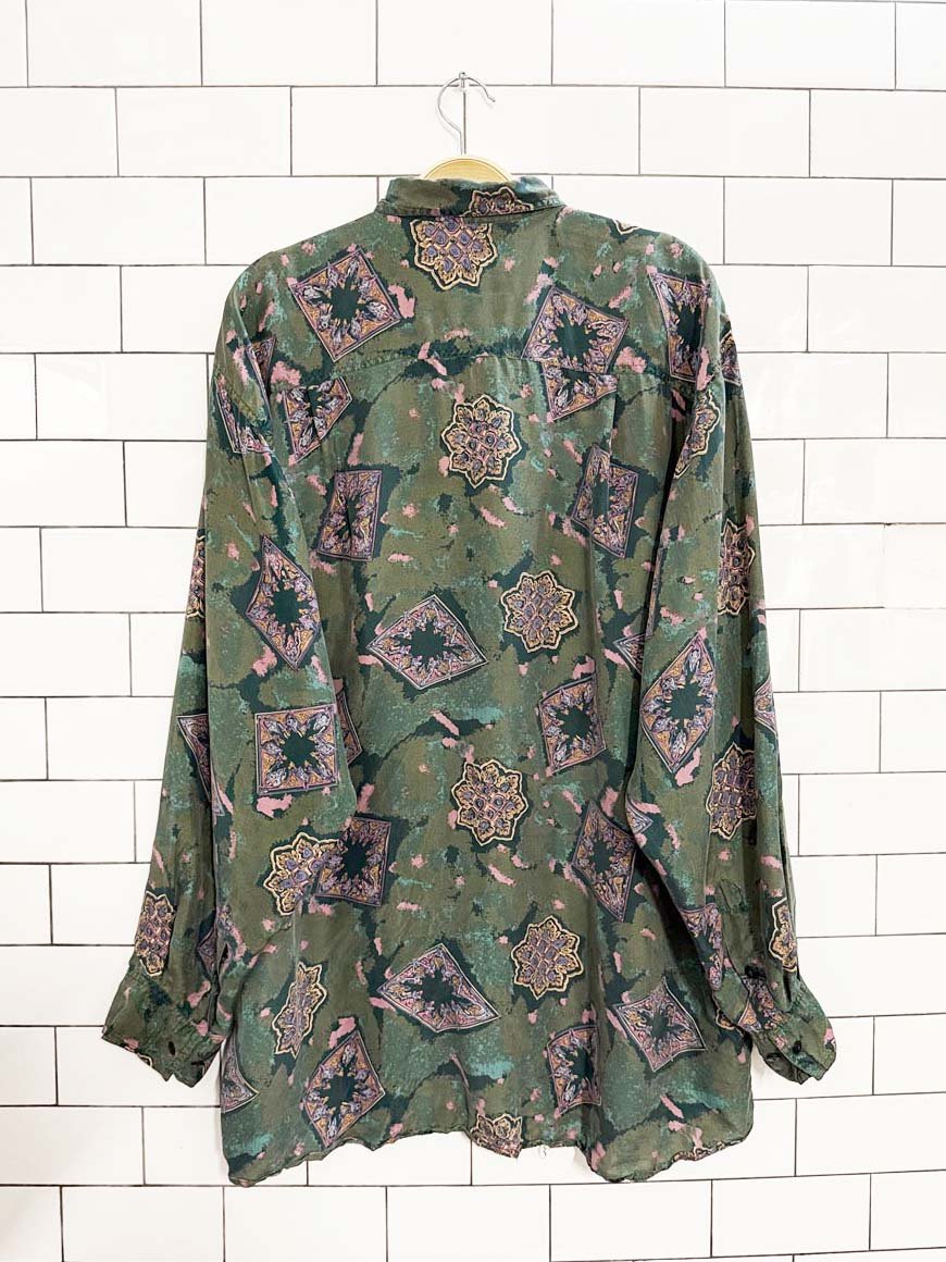 vintage 80s jason alexander 100% silk abstract shirt - good market thrift store