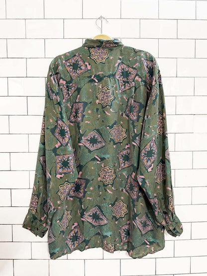 vintage 80s jason alexander 100% silk abstract shirt - good market thrift store
