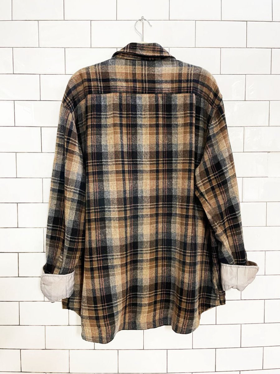 vintage 80s jc penny wool - blend flannel shirt | the men's shop - good market thrift store