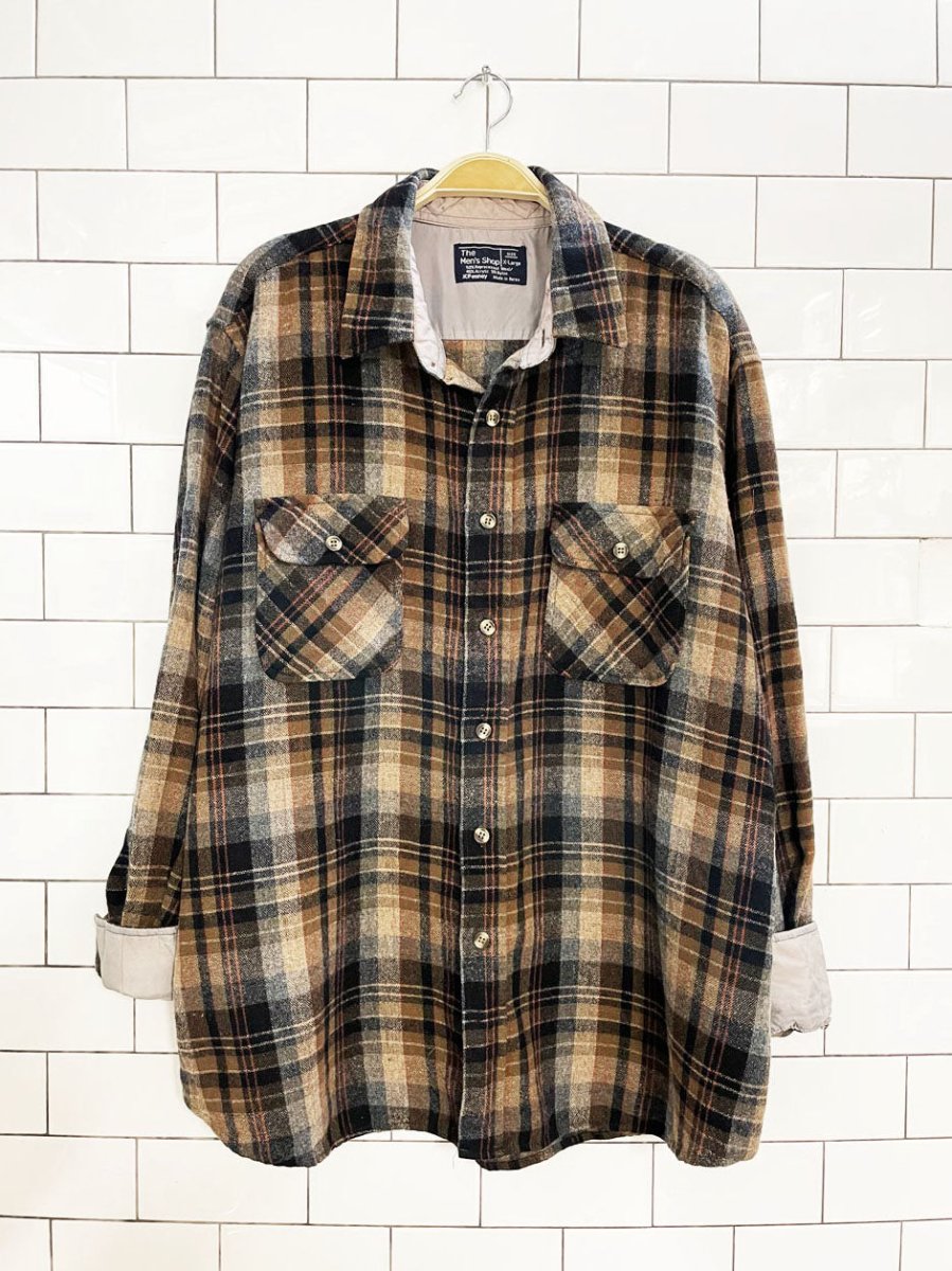 vintage 80s jc penny wool - blend flannel shirt | the men's shop - good market thrift store