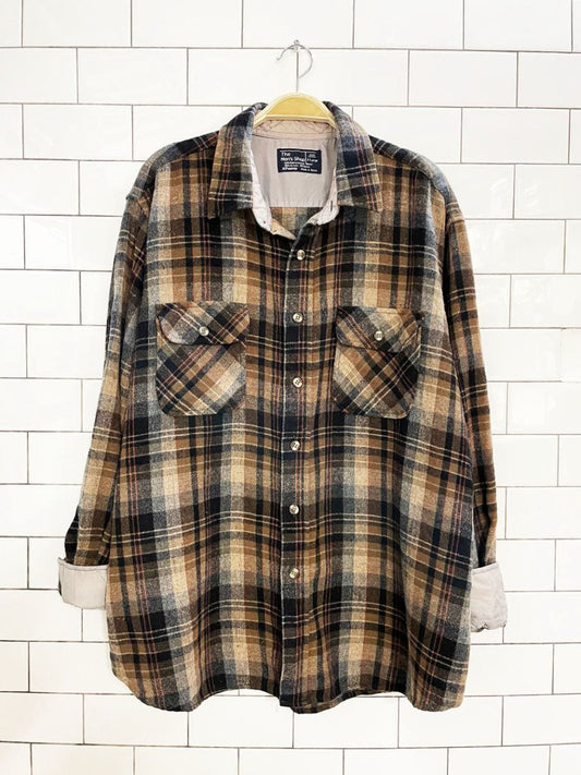 vintage 80s jc penny wool - blend flannel shirt | the men's shop - good market thrift store
