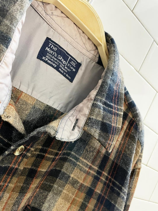 vintage 80s jc penny wool - blend flannel shirt | the men's shop - good market thrift store