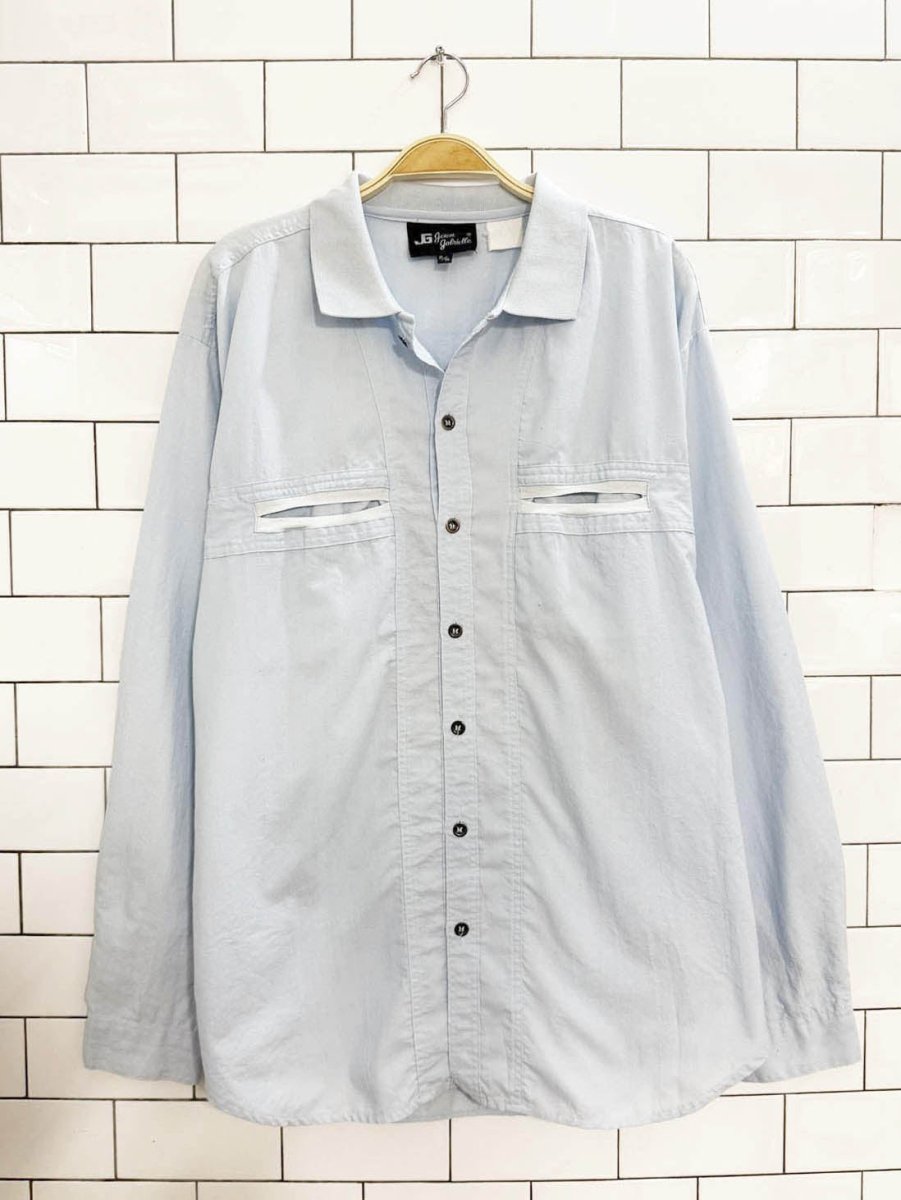 vintage 80s jean gabrielle knit collar pocket detail shirt - good market thrift store