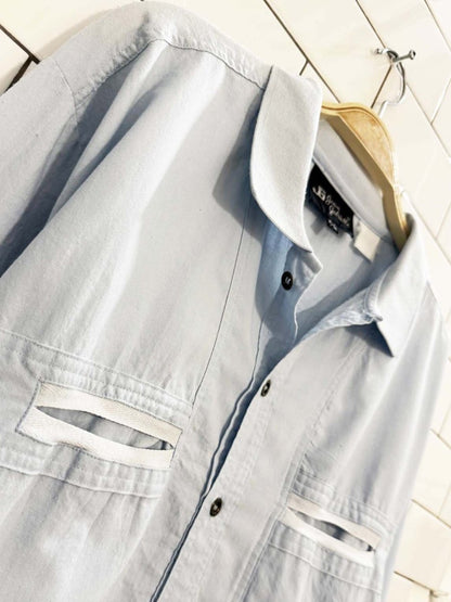 vintage 80s jean gabrielle knit collar pocket detail shirt - good market thrift store