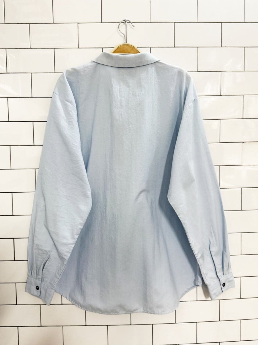 vintage 80s jean gabrielle knit collar pocket detail shirt - good market thrift store