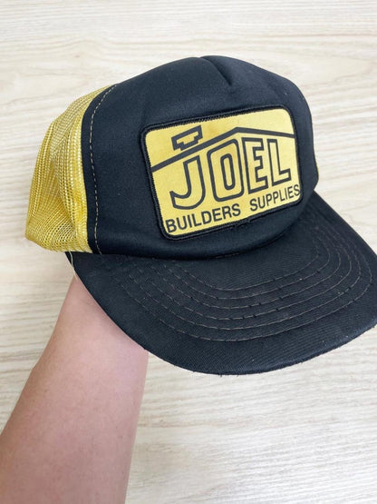 vintage 80s joel construction snap back trucker hat - good market thrift store