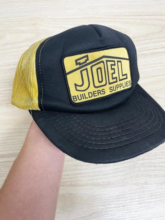 vintage 80s joel construction snap back trucker hat - good market thrift store